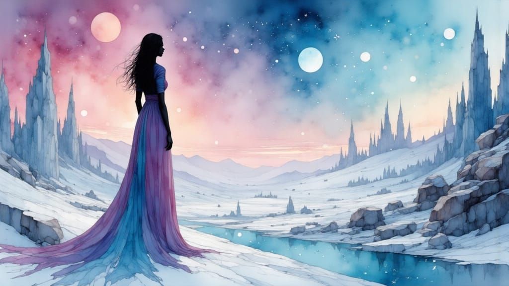 Icy Landscape with Cubist and Surrealist Influences