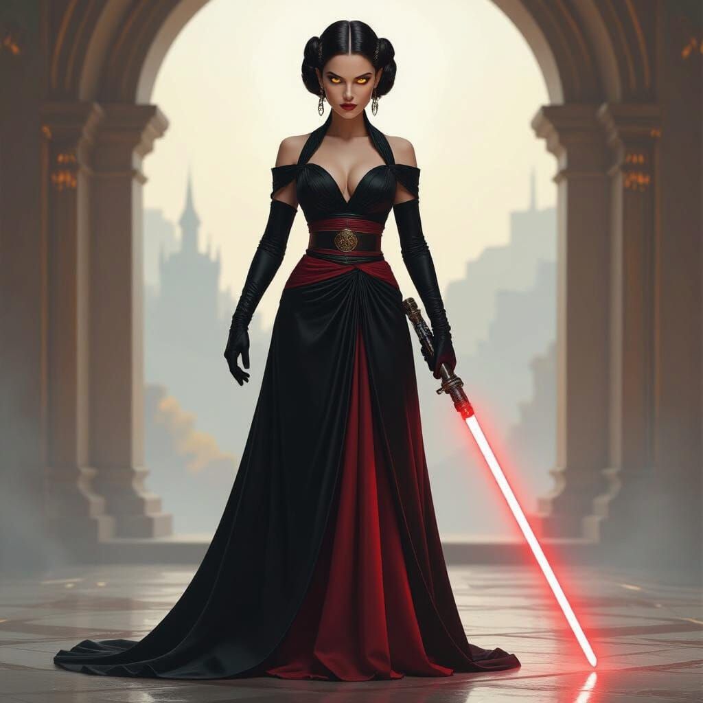 Padme Amidala Sith with Crimson Lightsaber