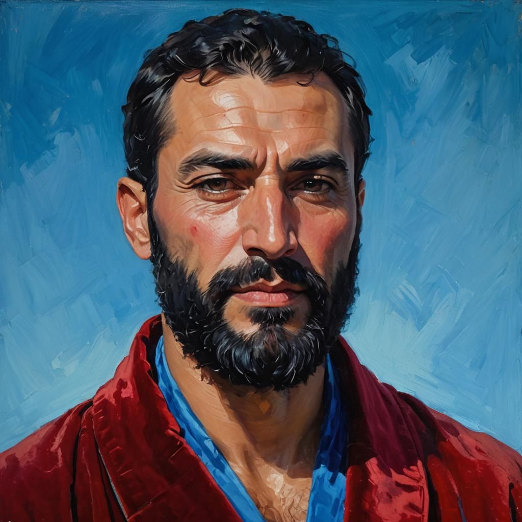 Velvet Portrait of Handsome Man in Impressionist Style