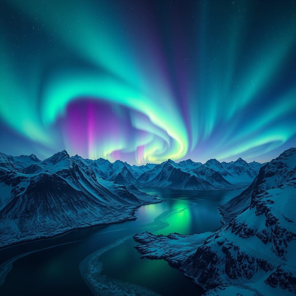 Ethereal Aurora Borealis Over Lofoten Islands in Unreal Engi...