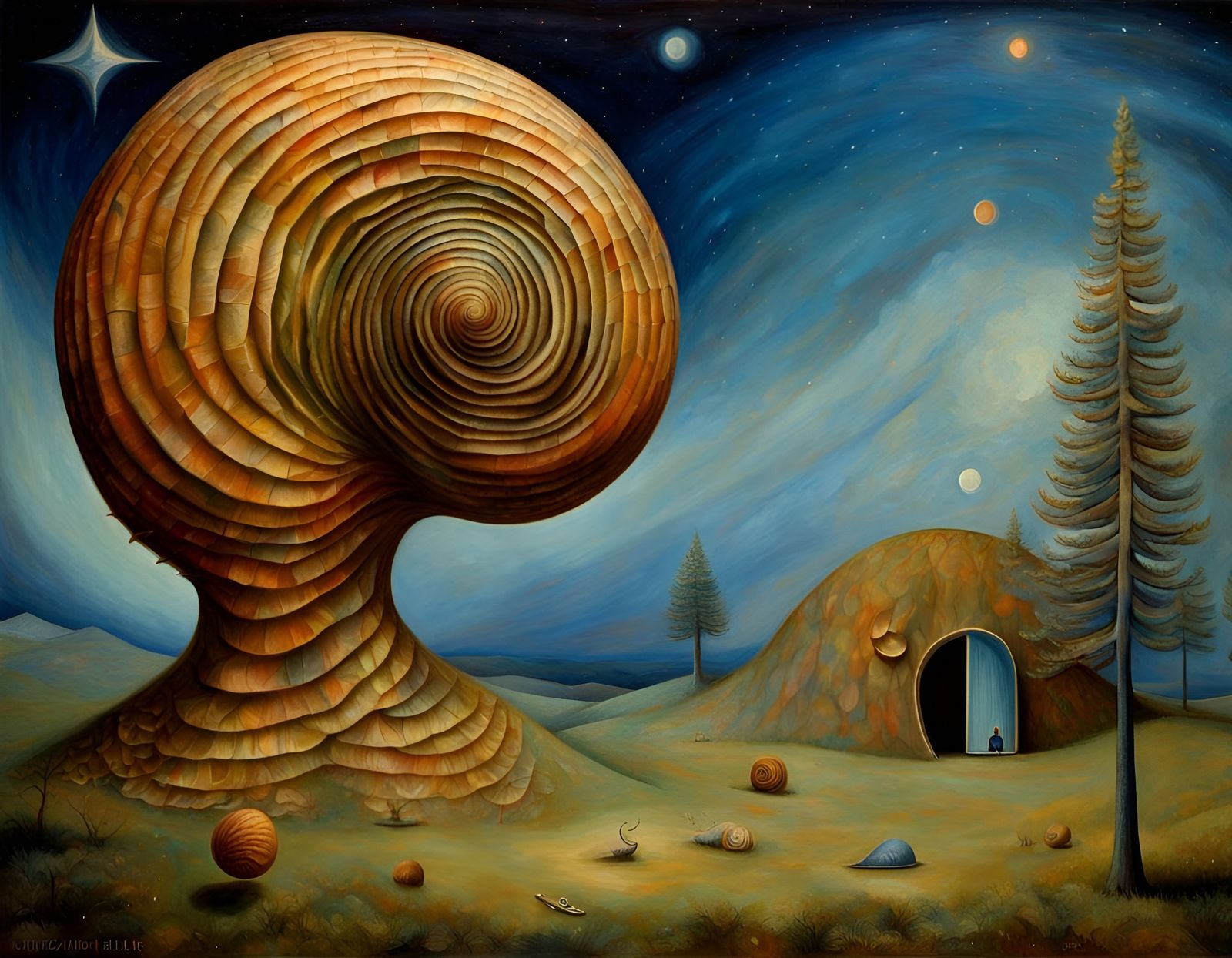 Lonely Campsite with Fallen Tree, Surrealist Style