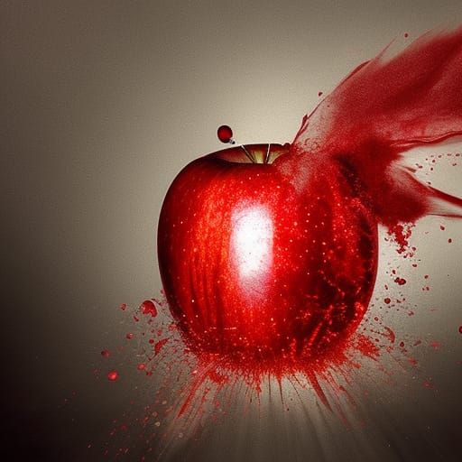Exploding Red Apple in Fruit Ninja Style