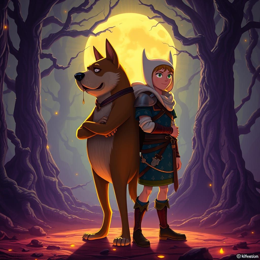 Ethereal Heroes in Dark Fantasy Landscape