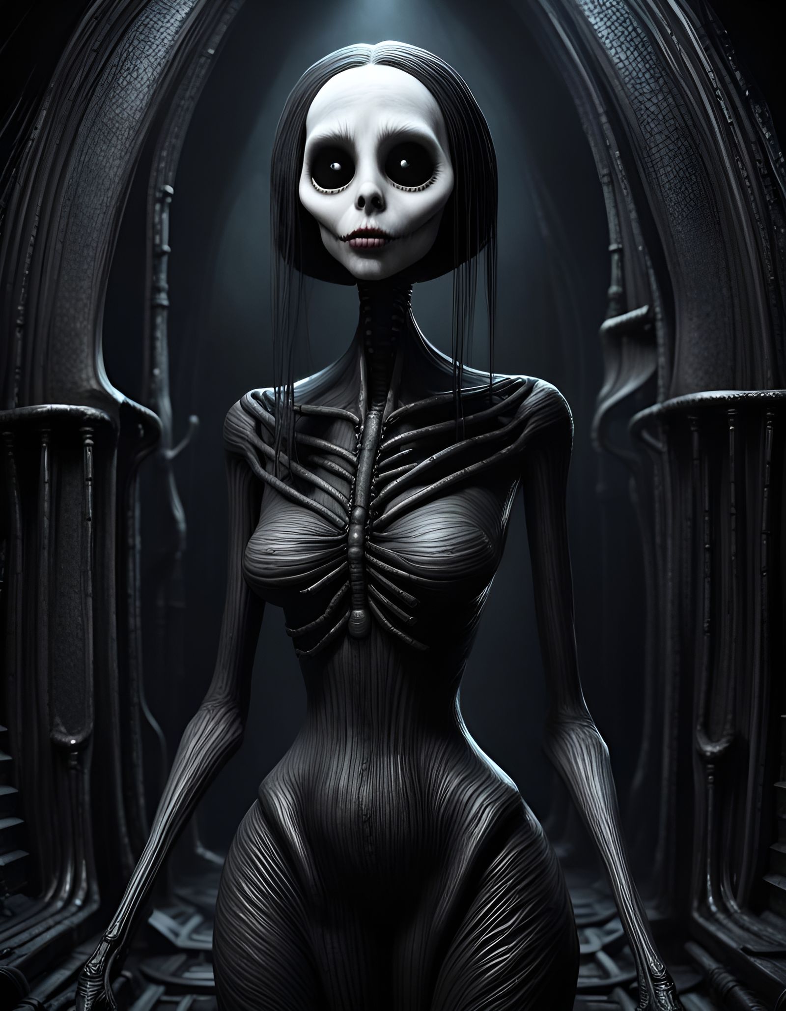 Eldritch Species Nightmare in Giger Style