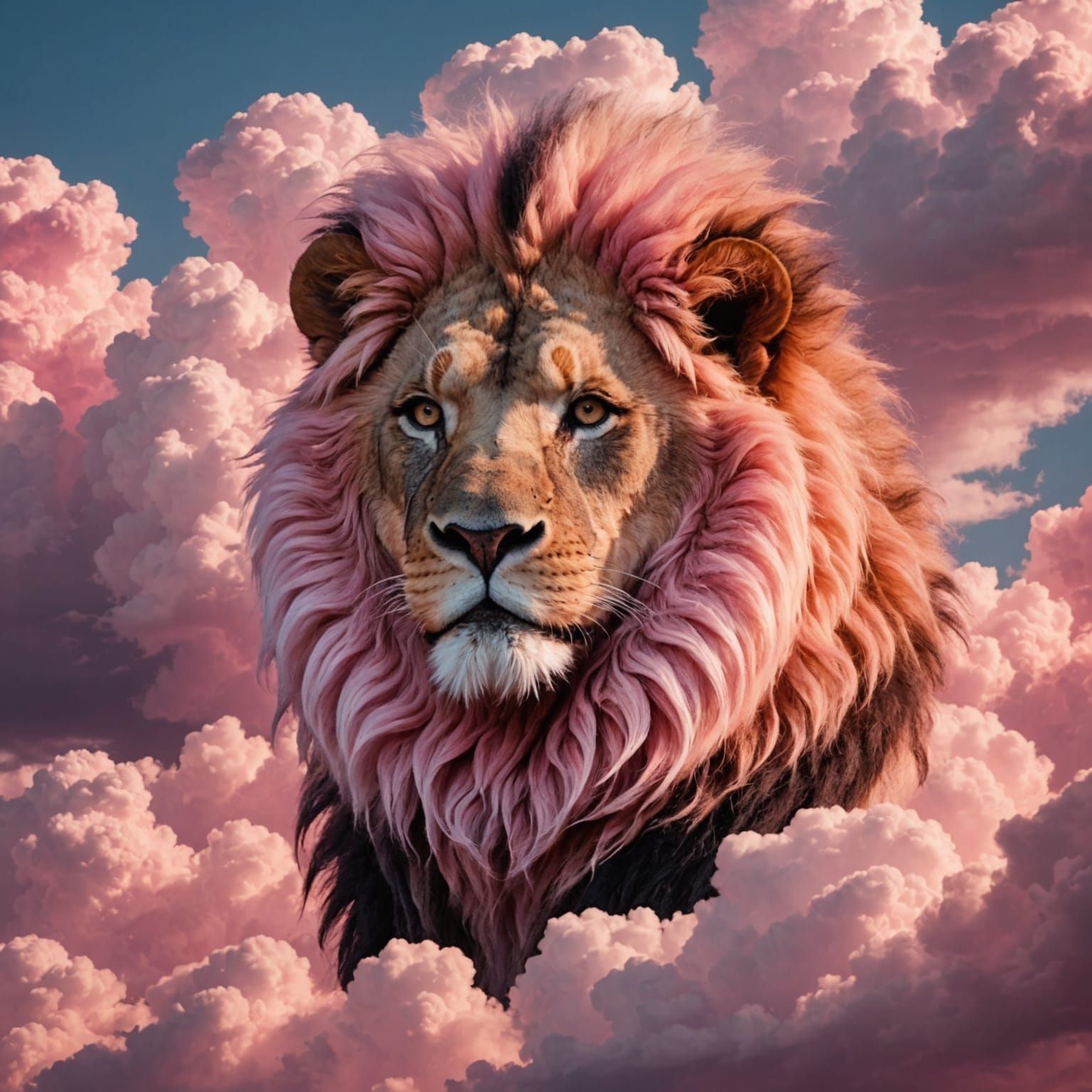 Pink Clouds Form Lion Shape