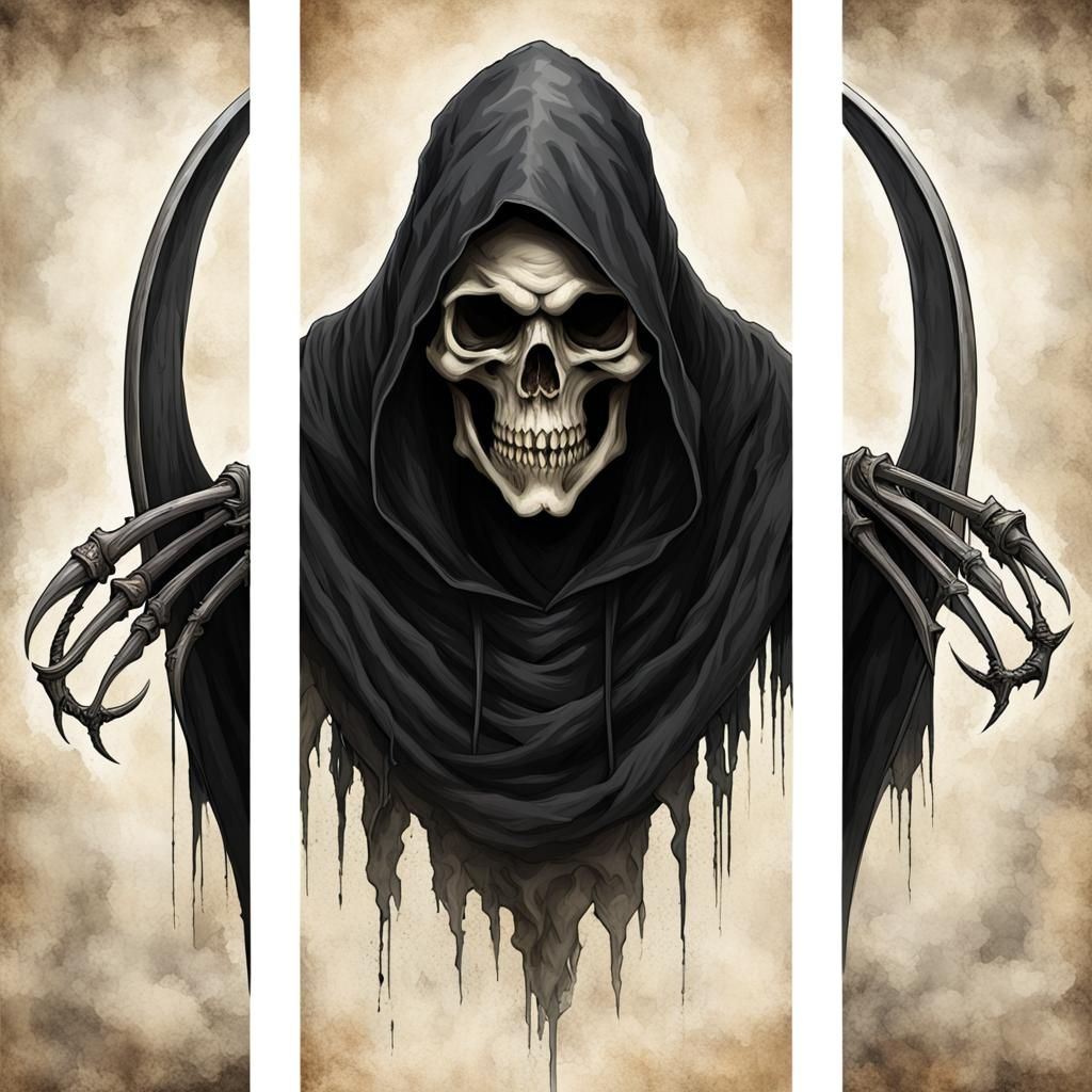 Grim Reaper Triptych: A Study in Mortality