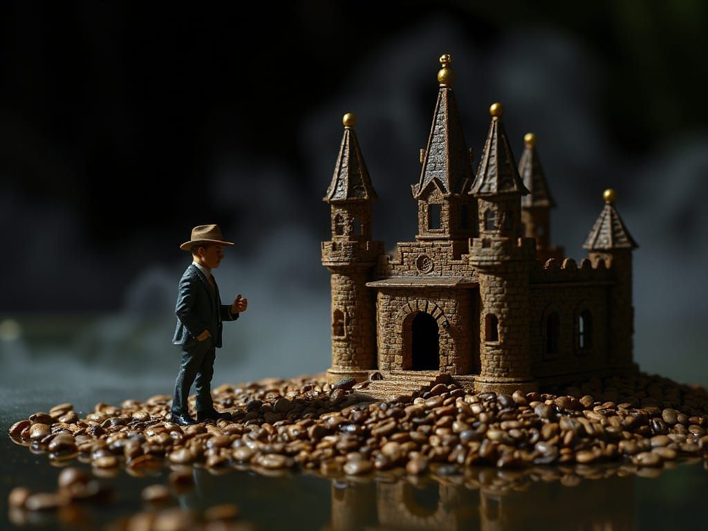 Coffee Man Builds Coffee Bean Castle Diorama