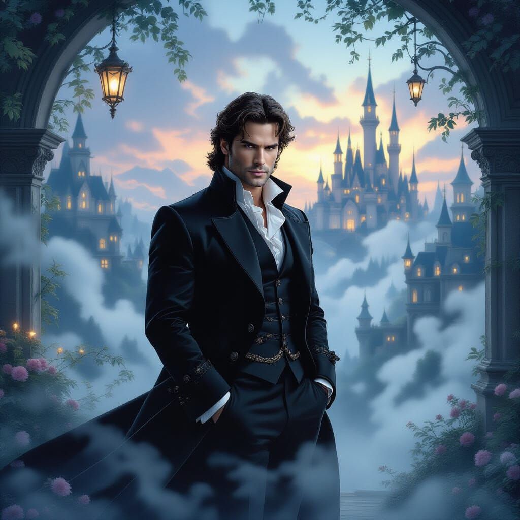 Damon Salvatore in Ethereal Fantasy Landscape