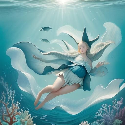 Whimsical Manta Ray in Sunlit Ocean