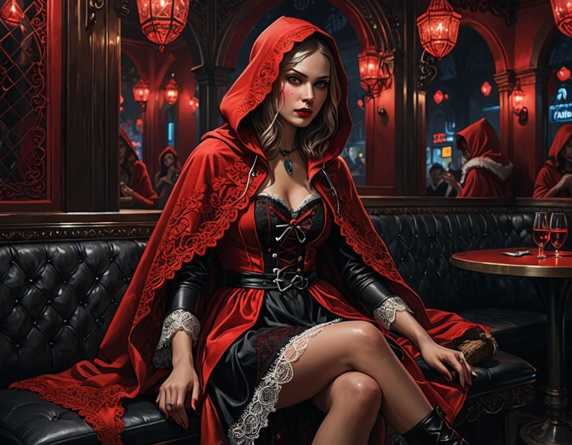 Red Riding Hood in Nightclub: Photorealistic Detail