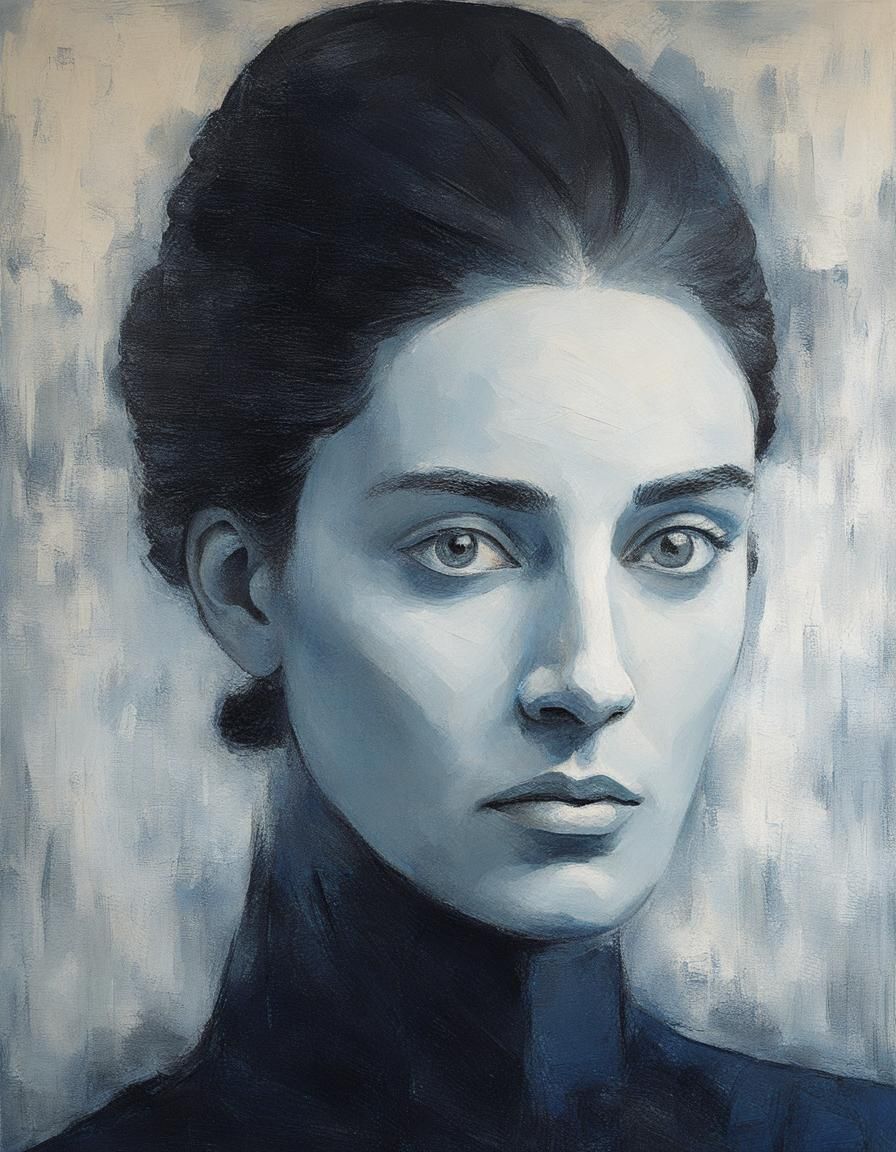Young Woman Portrait, Blue Period Impasto Style