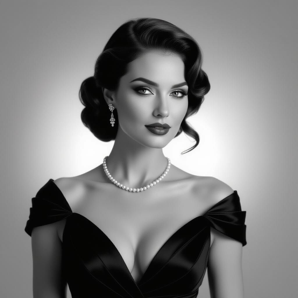 Elegant Woman in Monochrome Noir Photography Style