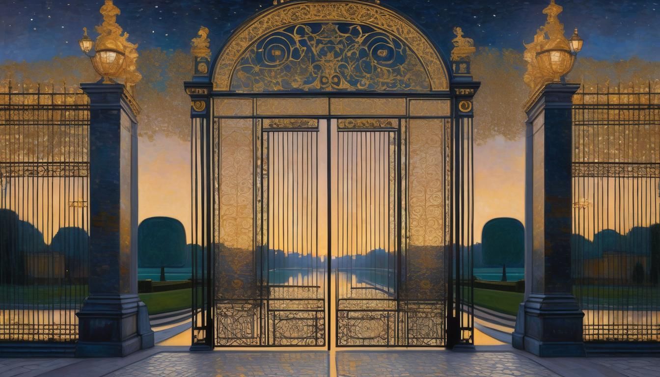 Paris Twilight in Gustav Klimt's Symbolist Style