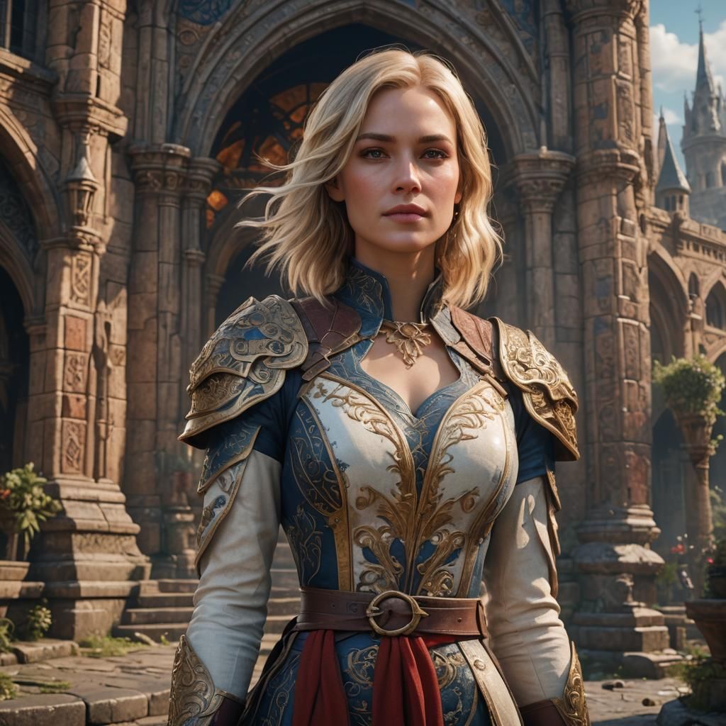 Beautiful Blond Woman in Detailed Fantasy Painting