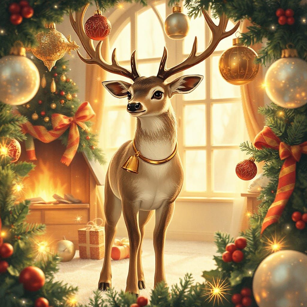 Majestic Deer Amidst Christmas Decorations