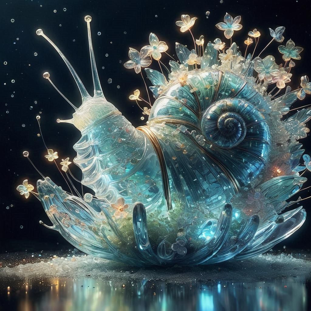 crystal glass sculpture of a snail shell