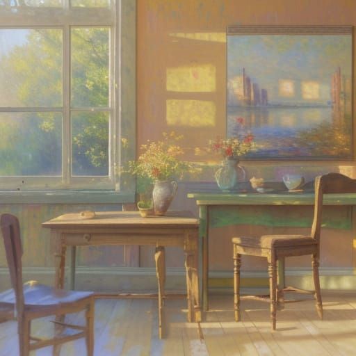 Impressionist Abacus Painting with Dappled Light