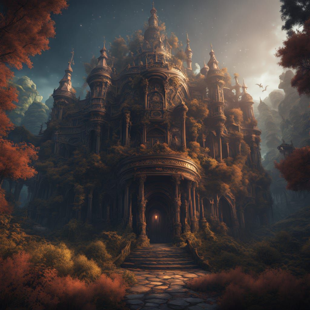Vampire Lair in Forgotten Forest, Detailed Matte Painting