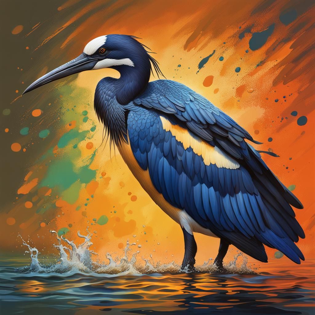 Hyperrealistic African Boatbill Portrait in Splash Art Style