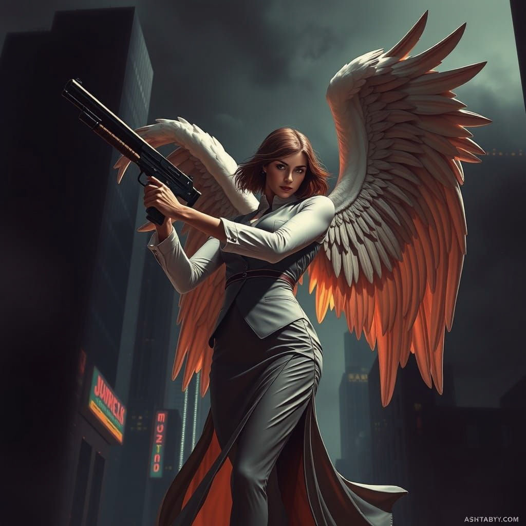 Angel with Shotgun: A Surreal Composition