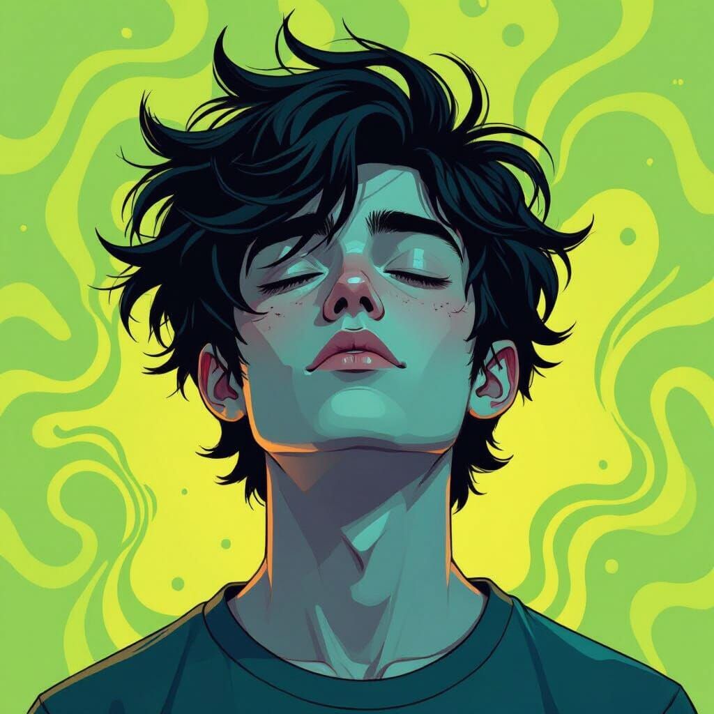 Young Man Portrait in Graphic Novel Style