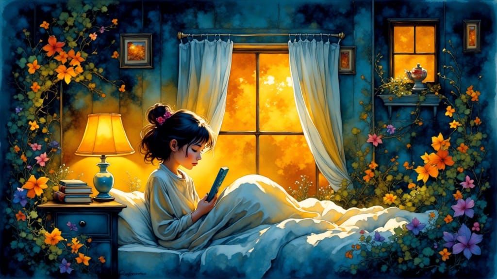 Cozy Bedtime Story in Expressive Watercolor Style