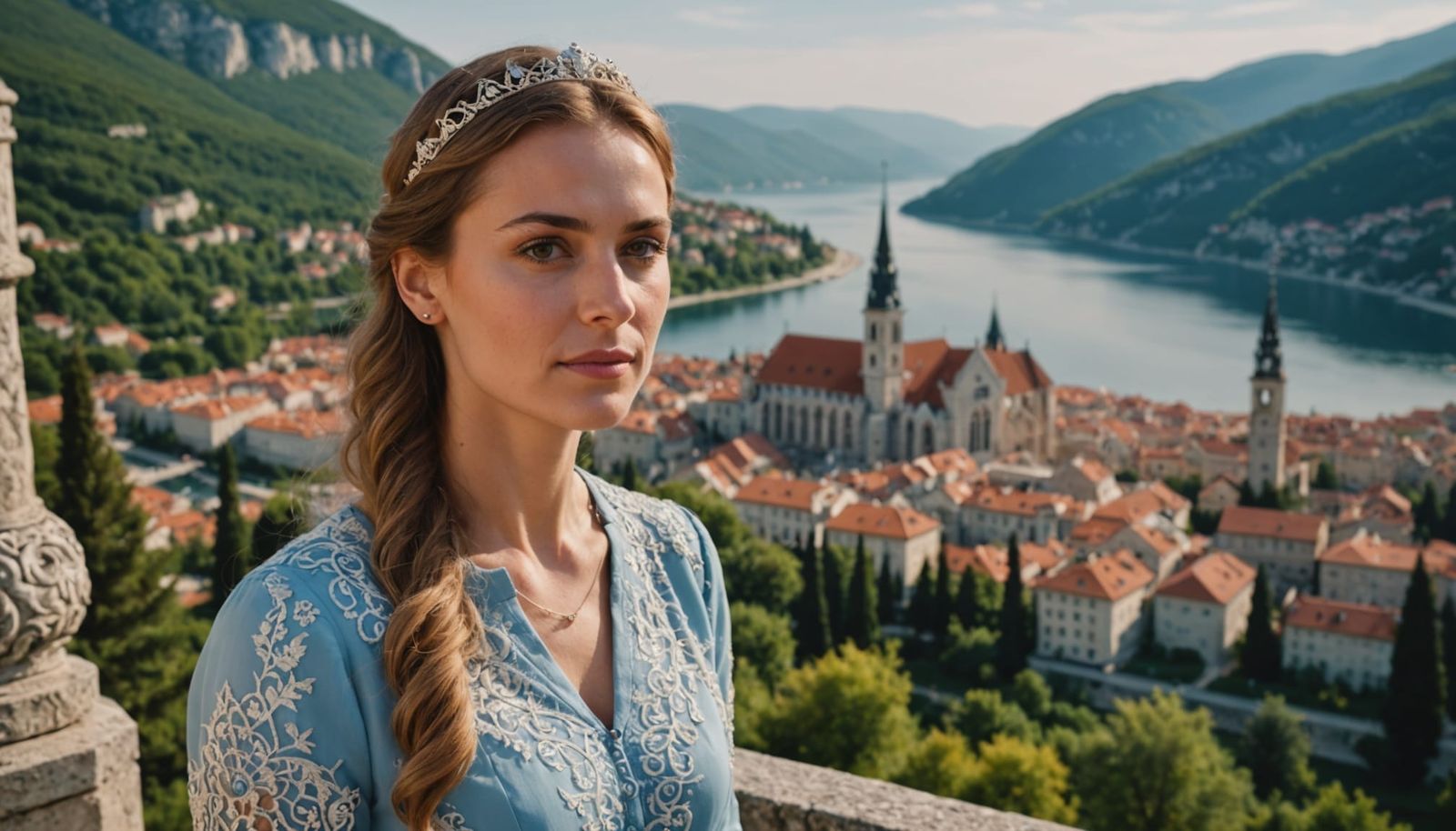 Elegant Croatian Princess in Lavish Landscape