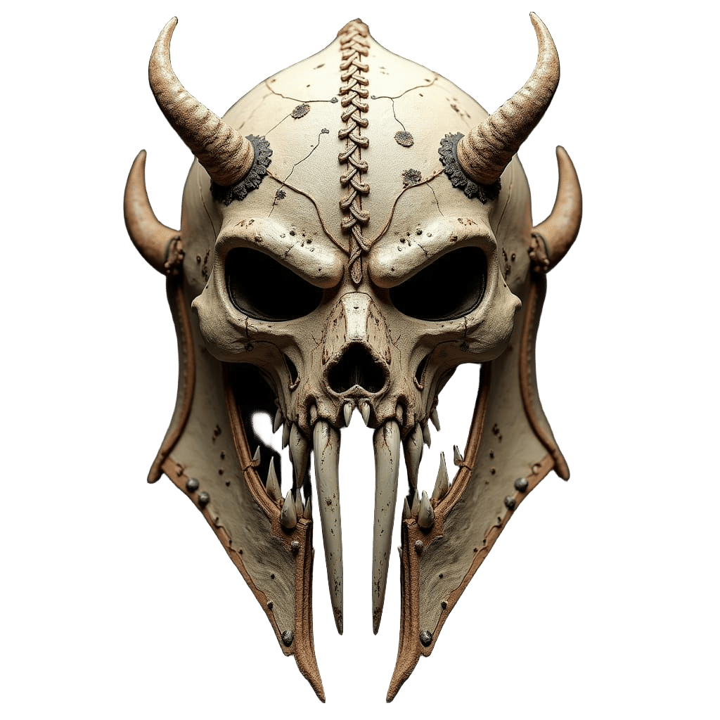 Spiky Bone Leather Battle Helm in Fantasy Style