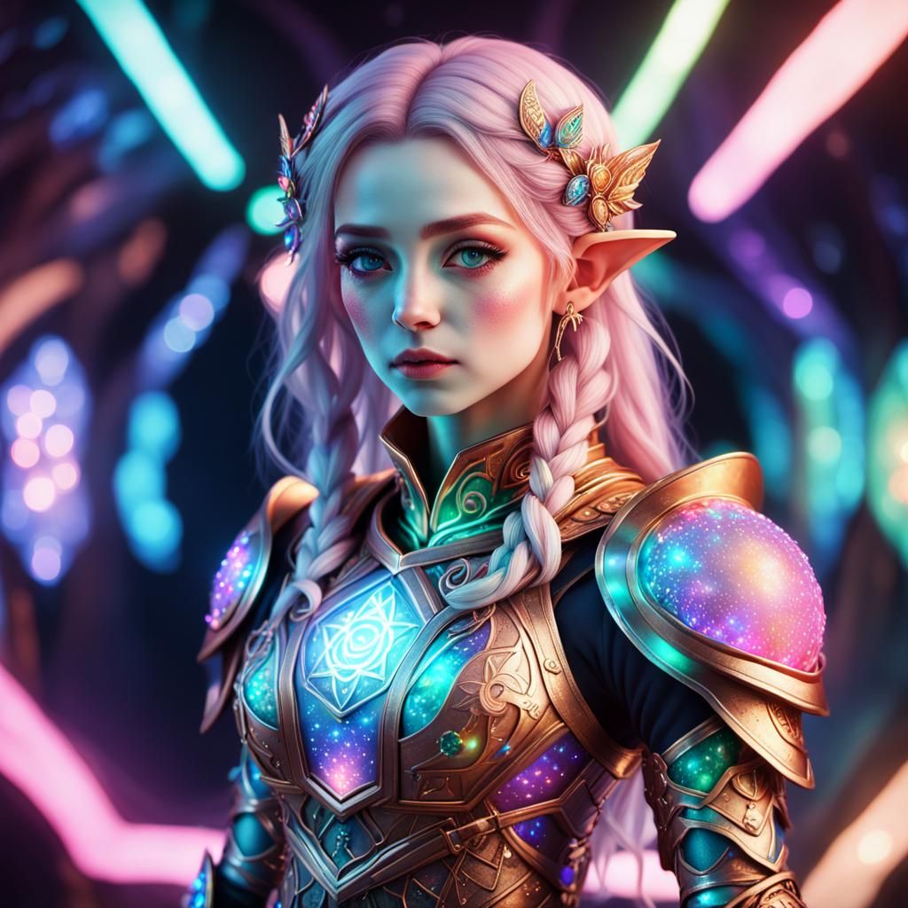 Enchanting Elf Woman in Magical Cave