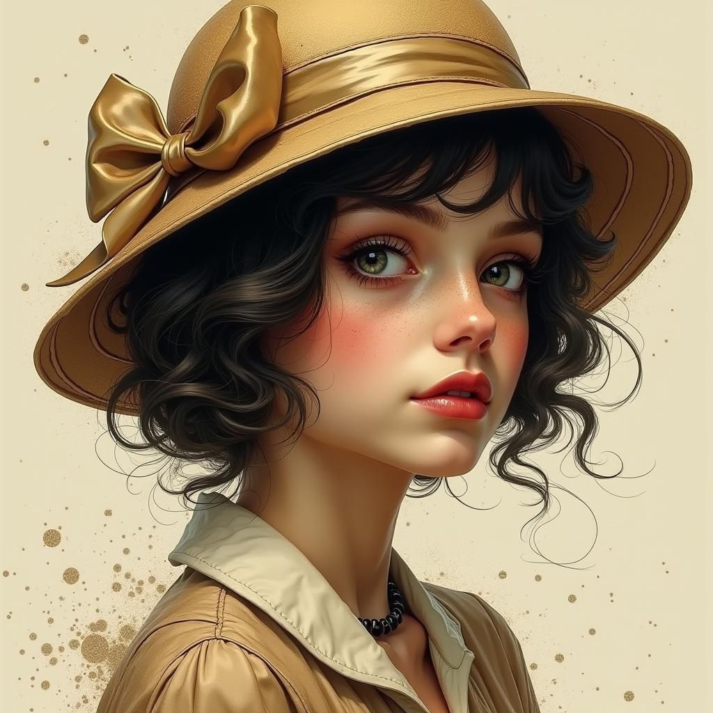 Art Deco Flapper Portrait with Steampunk Elements