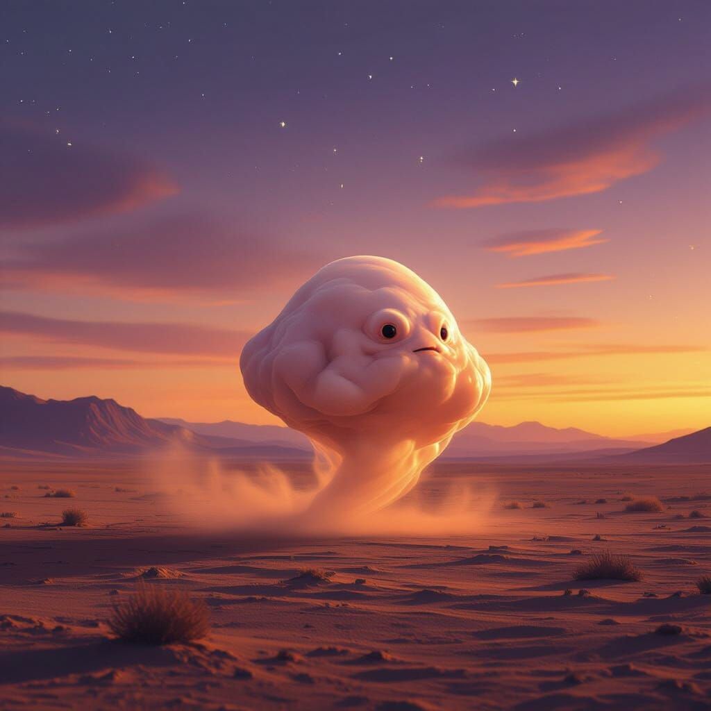 Blobfish Dust Devil in Desert Dusk