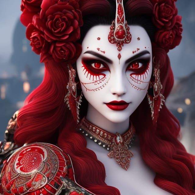 Gothic Moon Goddess with Intricate Details