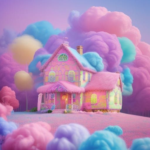 Pom Pom House in Colorful Splatter Art Style