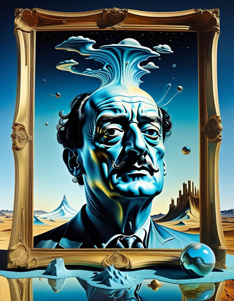 Surreal Universe in Glass Hand, Salvador Dali Style