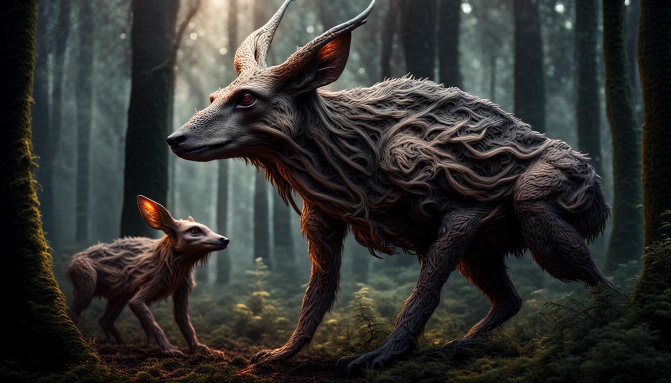 Alpha Centauri Forest Creatures in Hyperrealistic Style