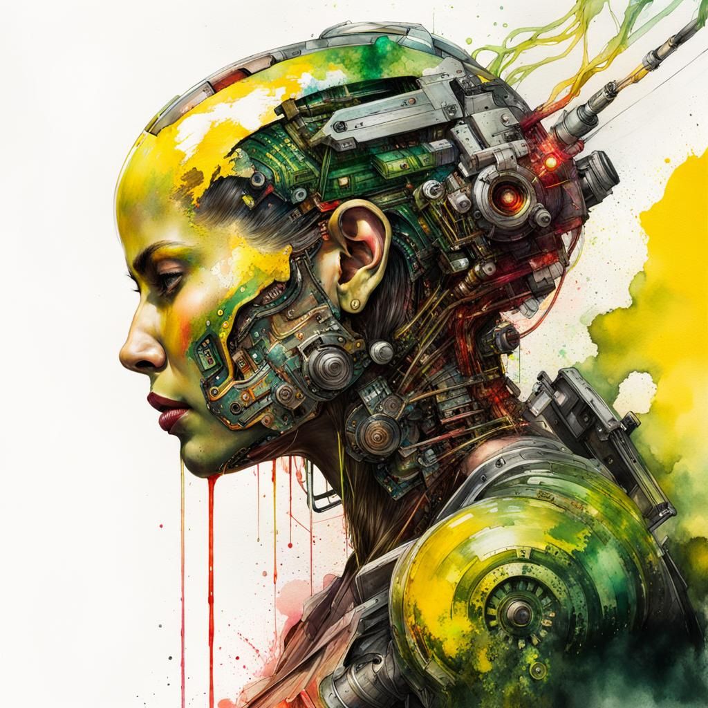 Cybernetic Body Horror Monster in Neon Wasteland