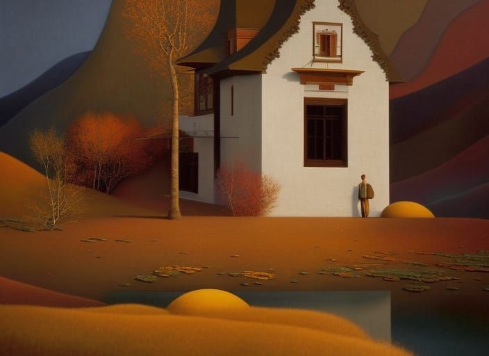 Golden Abstract Cycles: A Detailed Matte Painting