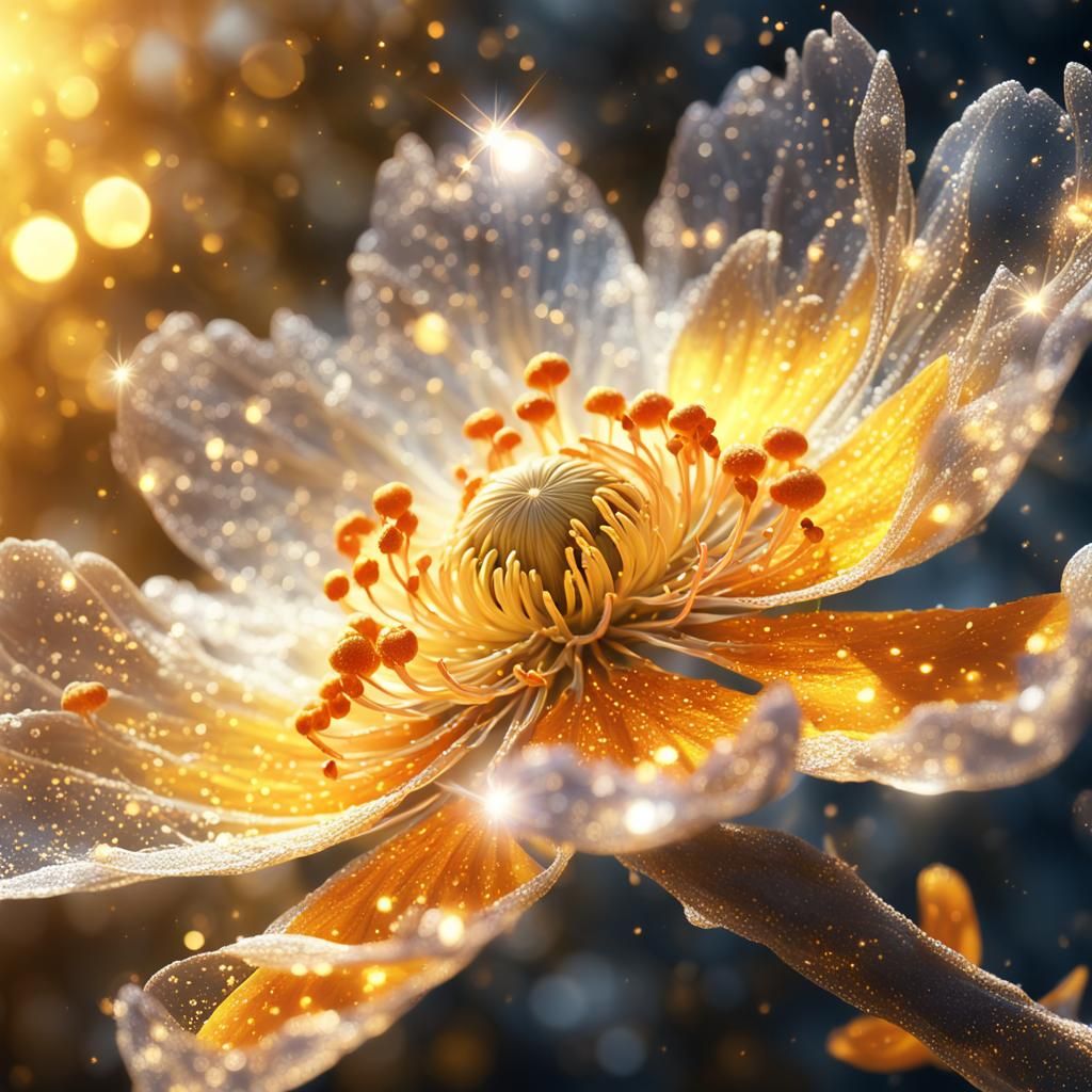 Orange Sakura Flower with Fractal Effect