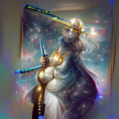 Space Goddess Portrait with Sword