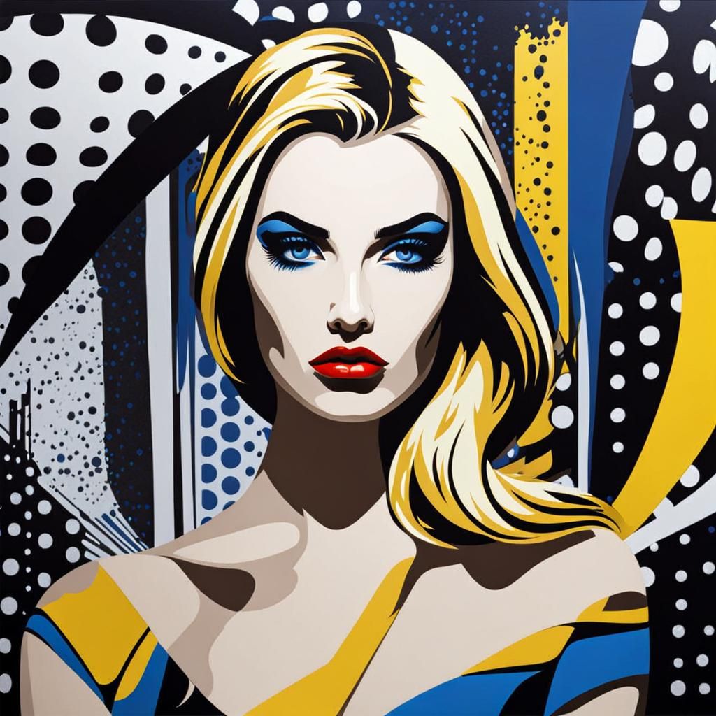 Damaged Art Gallery with Goth Model in Lichtenstein Style