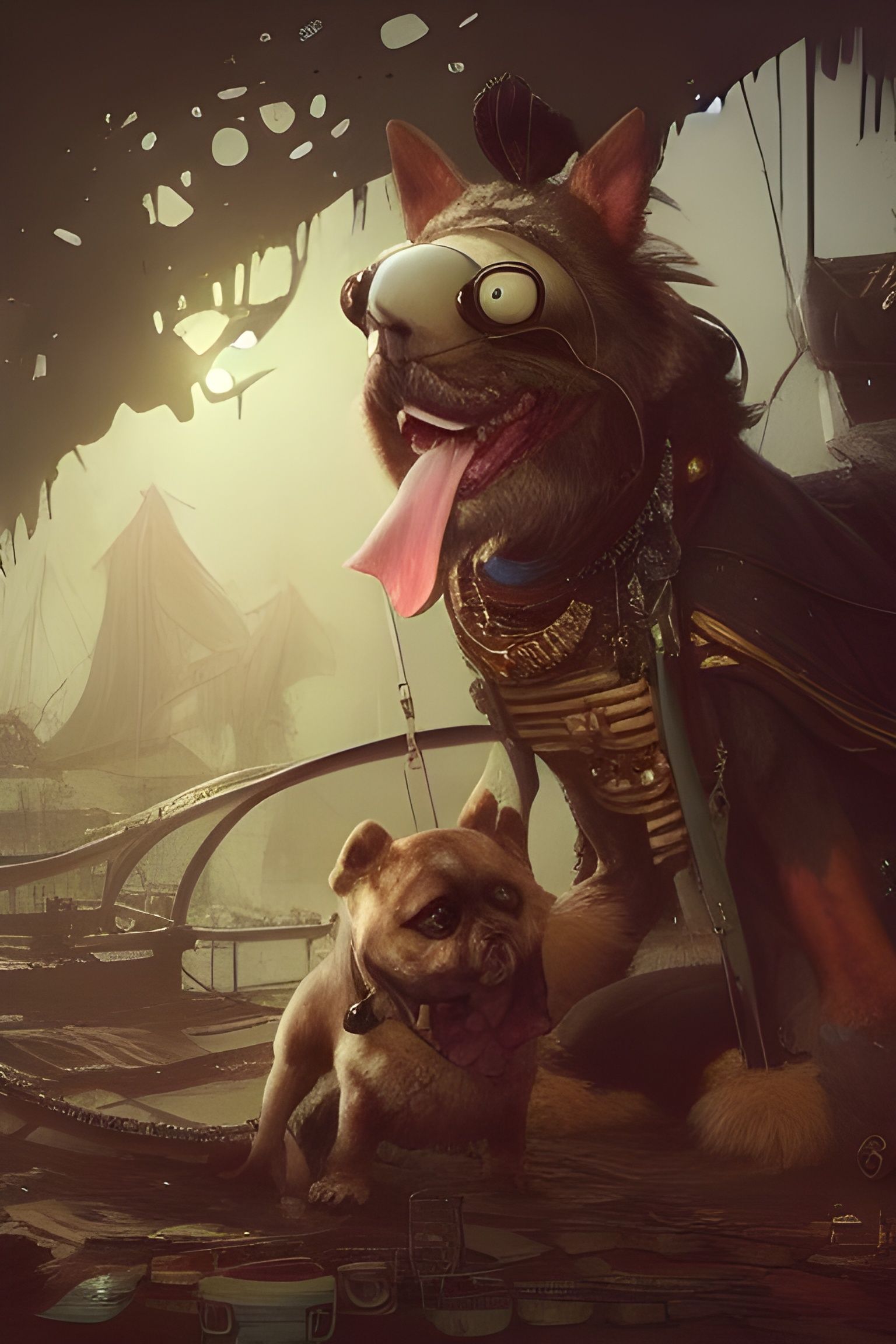 Cute pirate dog, in a pirate city ...