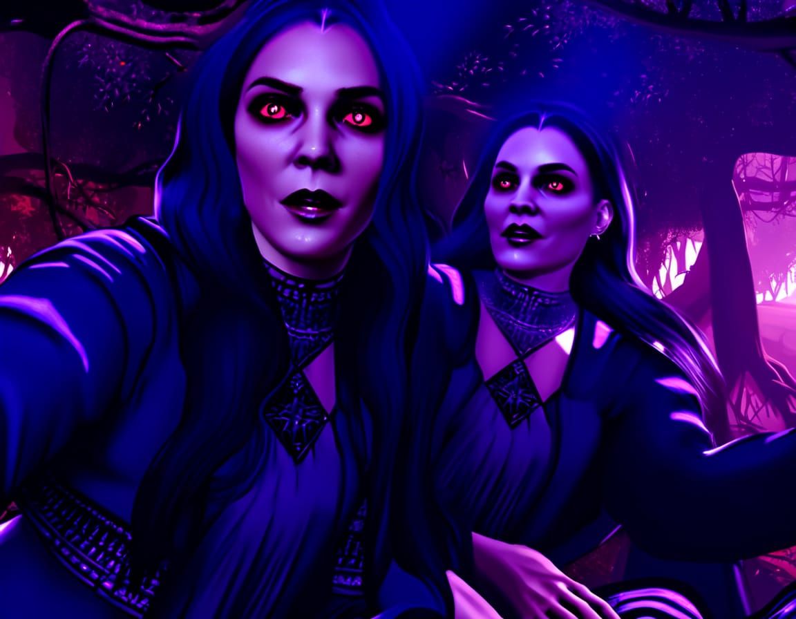 Mysterious Female Vampires in Dark Forest Enchantment