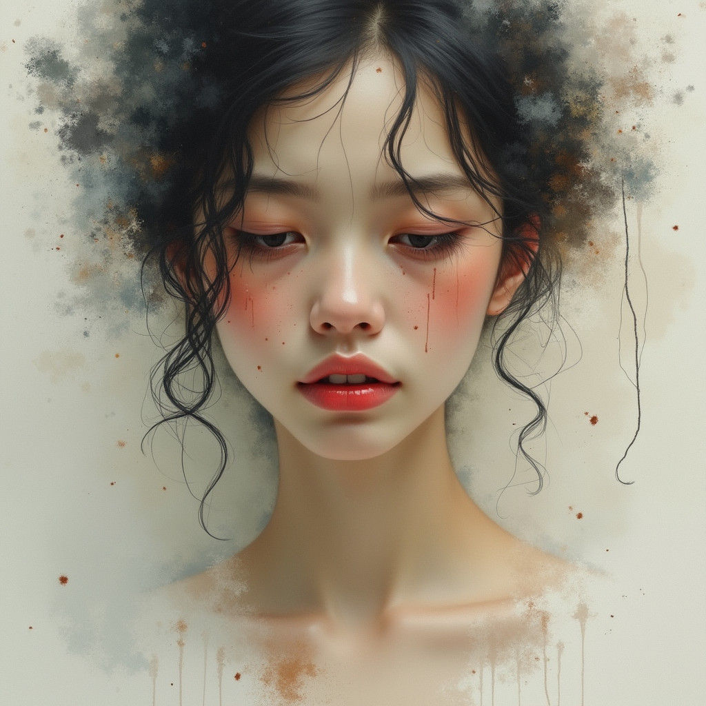 Expressive Portrait of a Woman in Watercolor Style