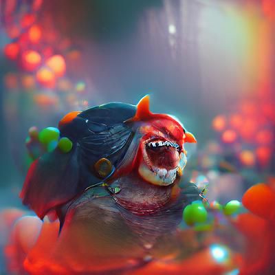 Red as Piranha: Ghibli-Inspired 3D Artwork