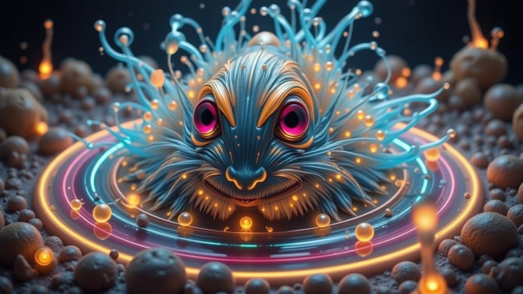 Cyberpunk Alien Landscape with Holographic Elements