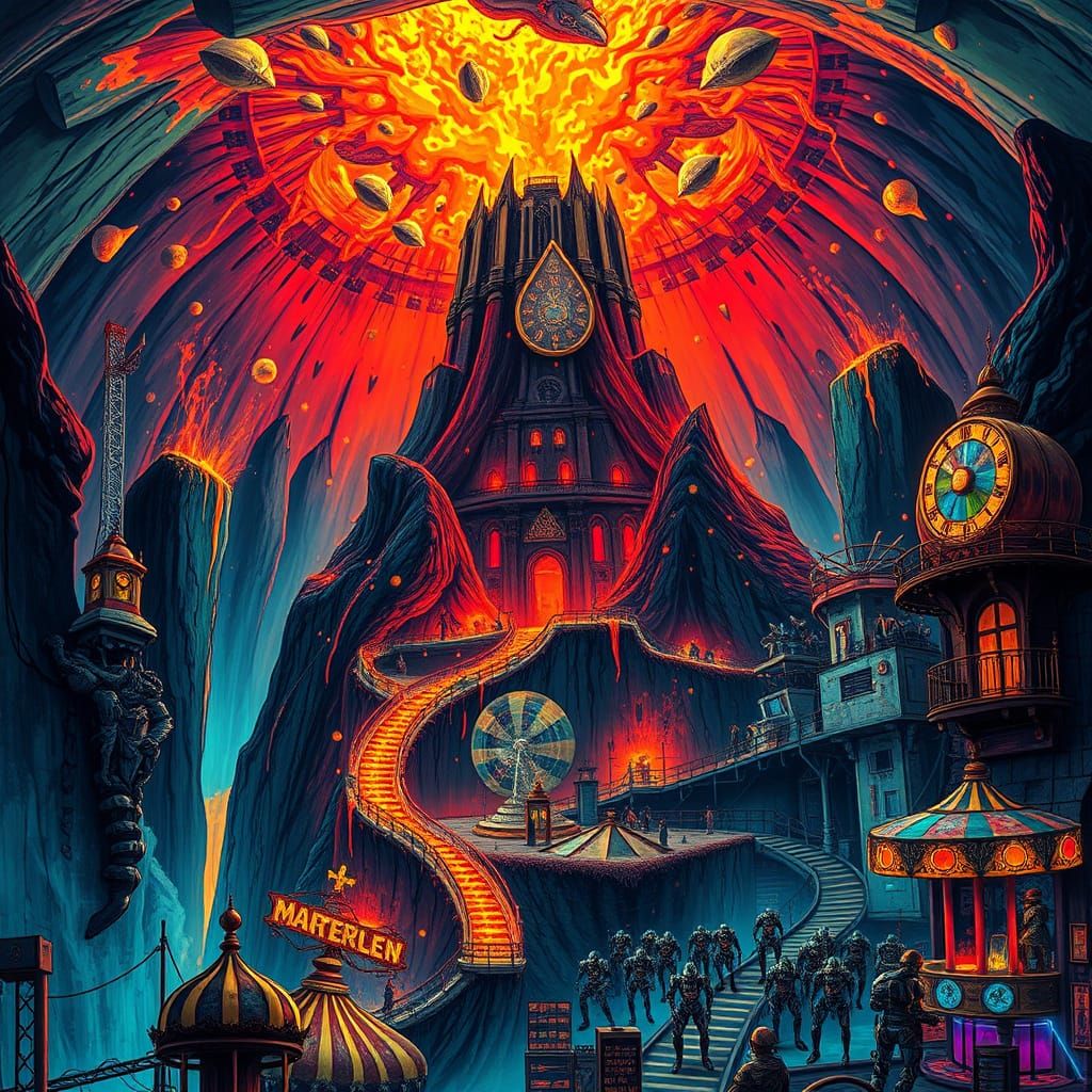 Volcano Fortress Undersea Dome with Robot Army