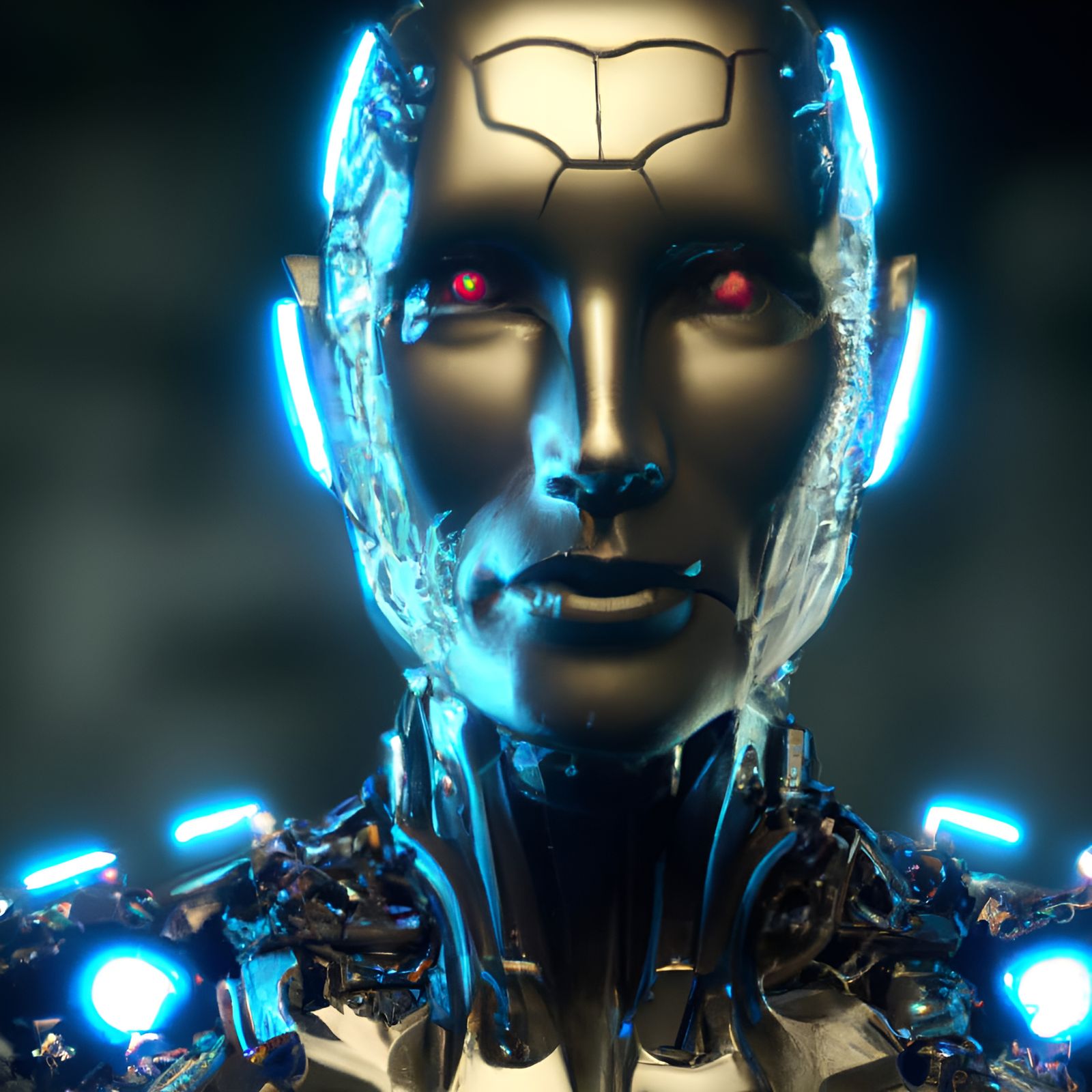 High-Tech Cyborg in Futuristic 3D CGI Art