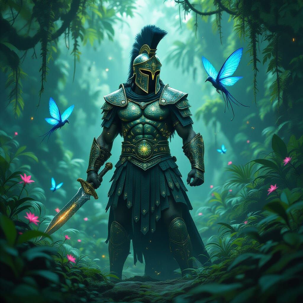 Celestial Stone Gladiator in Alien Jungle