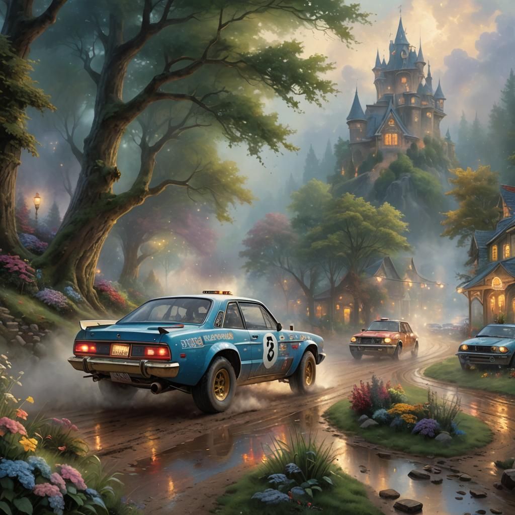 Ethereal Rally Car in Hyperdetailed Fantasy Landscape