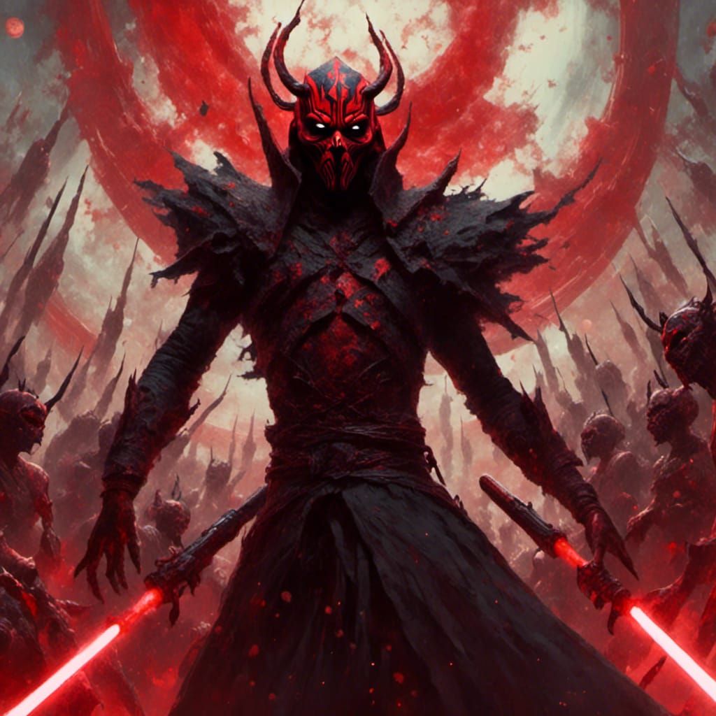 Darth Maul Epic Planetary Battle in Oil Painting